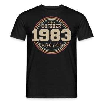 Born in October 1983 Retro Birthday October 1983 - Men's T-Shirt - black - Front - AI Model Male 178 light (178cm)