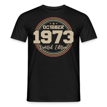 Born in October 1973 Retro Birthday October 1973 - Men's T-Shirt - black - Front - AI Model Male 178 light (178cm)