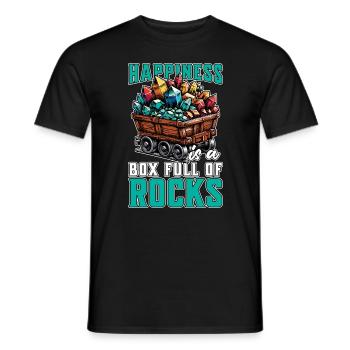 Le bonheur des géologues est une boîte pleine de roches - T-shirt homme - noir - Devant - AI Model Male 178 light (178cm)