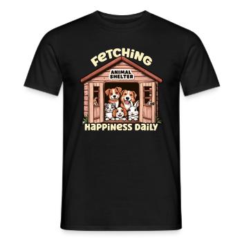 Refuge pour animaux Chercher le bonheur au quotidien Amoureux des chiens - T-shirt homme - noir - Devant - AI Model Male 178 light (178cm)