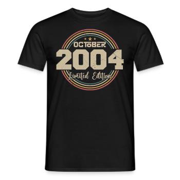 Born in October 2004 Retro Anniversary October 2004 - Men's T-Shirt - black - Front - AI Model Male 178 light (178cm)