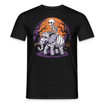 Skeleton riding an elephant on Halloween - Men's T-Shirt - black - Front - AI Model Male 178 light (178cm)