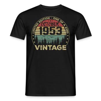 Vintage Anniversary Made in October 1953 - Men's T-Shirt - black - Front - AI Model Male 178 light (178cm)