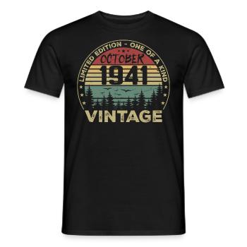 Anniversaire Millésime Fabriqué en Octobre 1941 - T-shirt homme - noir - Devant - AI Model Male 178 light (178cm)