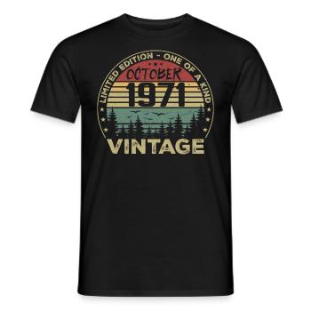 Anniversaire Millésime Fabriqué en Octobre 1971 - T-shirt homme - noir - Devant - AI Model Male 178 light (178cm)