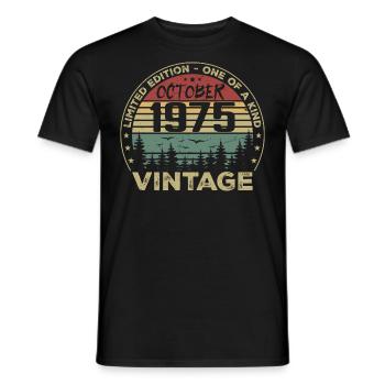 Anniversaire Millésime Fabriqué en Octobre 1975 - T-shirt homme - noir - Devant - AI Model Male 178 light (178cm)