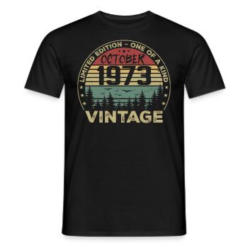 Anniversaire Millésime Fabriqué en Octobre 1973 - T-shirt homme - noir - Devant - AI Model Male 178 light (178cm)