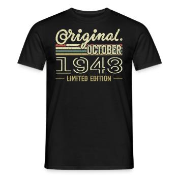 Geboren im Oktober 1948 Retro-Geburtstag Oktober 1948 - Männer T-Shirt - Schwarz - Vorne - AI Model Male 178 light (178cm)