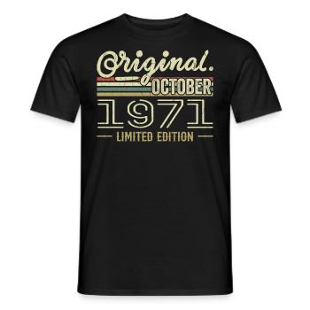Geboren im Oktober 1971 Retro-Geburtstag Oktober 1971 - Männer T-Shirt - Schwarz - Vorne - AI Model Male 178 light (178cm)