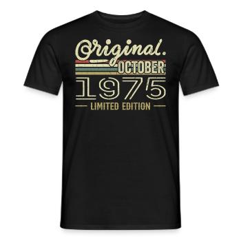 Geboren im Oktober 1975 Retro-Geburtstag Oktober 1975 - Männer T-Shirt - Schwarz - Vorne - AI Model Male 178 light (178cm)