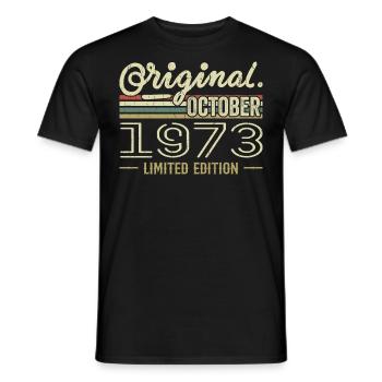 Born in October 1973 Retro Birthday October 1973 - Men's T-Shirt - black - Front - AI Model Male 178 light (178cm)