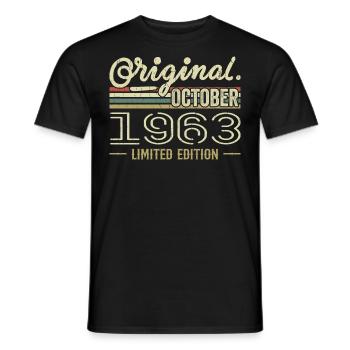 Born in October 1963 Retro Birthday October 1963 - Men's T-Shirt - black - Front - AI Model Male 178 light (178cm)