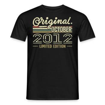 Born in October 2012 Retro Birthday October 2012 - Men's T-Shirt - black - Front - AI Model Male 178 light (178cm)