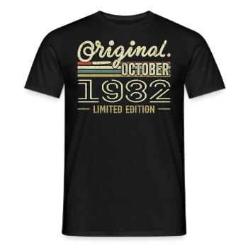 Né en Octobre 1982 Rétro Anniversaire Octobre 1982 - T-shirt homme - noir - Devant - AI Model Male 178 light (178cm)