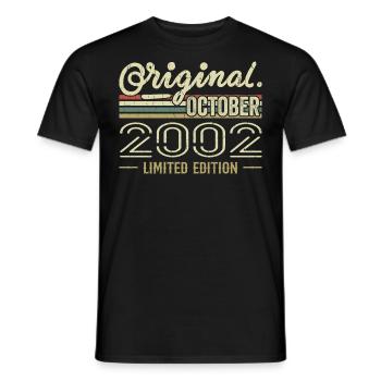Né en Octobre 2002 Rétro Anniversaire Octobre 2002 - T-shirt homme - noir - Devant - AI Model Male 178 light (178cm)