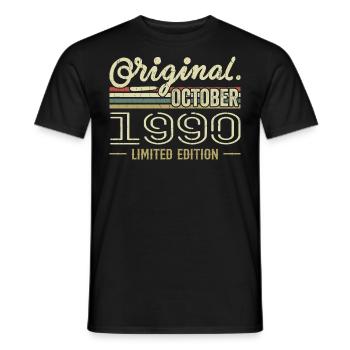 Born in October 1990 Retro Birthday October 1990 - Men's T-Shirt - black - Front - AI Model Male 178 light (178cm)