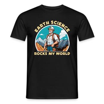 Geologist Earth Science Rocks My World Scientist - Men's T-Shirt - black - Front - AI Model Male 178 light (178cm)