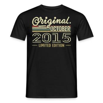 Né en Octobre 2015 Rétro Anniversaire Octobre 2015 - T-shirt homme - noir - Devant - AI Model Male 178 light (178cm)
