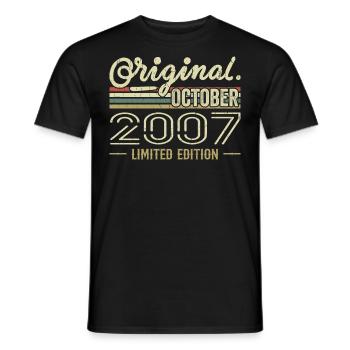 Born in October 2007 Retro Birthday October 2007 - Men's T-Shirt - black - Front - AI Model Male 178 light (178cm)