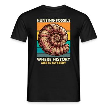 Fossil Hunter Hunting Fossils Where Paleontology - Men's T-Shirt - black - Front - AI Model Male 178 light (178cm)