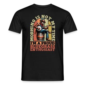 Bluegrass Music Morning n’est pas mon temps Musicien - T-shirt homme - noir - Devant - AI Model Male 178 light (178cm)