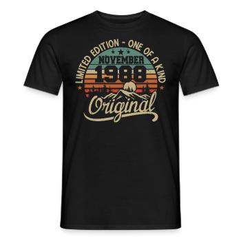 Retro November - November 1988 Birthday Gift - Men's T-Shirt - black - Front - AI Model Male 178 light (178cm)