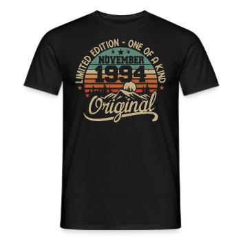 Retro November - November 1994 Birthday Gift - Men's T-Shirt - black - Front - AI Model Male 178 light (178cm)