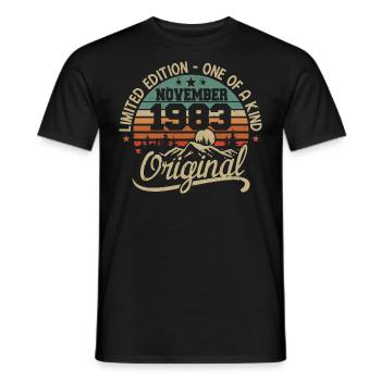 Retro November - November 1983 Birthday Gift - Men's T-Shirt - black - Front - AI Model Male 178 light (178cm)