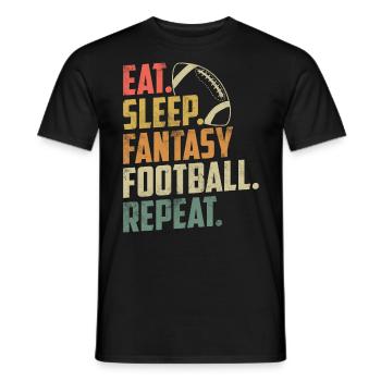 Manger Dormir Fantasy Football Répéter Rétro Drôle FFL - T-shirt homme - noir - Devant - AI Model Male 178 light (178cm)