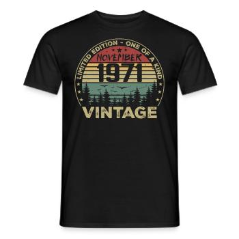 Novembre 1971 Cadeau Vintage - Né en Novembre 1971 - T-shirt homme - noir - Devant - AI Model Male 178 light (178cm)