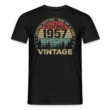 November 1957 Vintage Geschenk - Geboren im November 1957 - Männer T-Shirt - Schwarz - Vorne - AI Model Male 178 light (178cm)