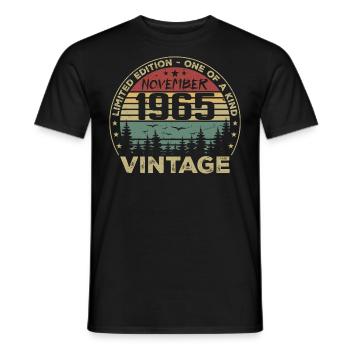 November 1965 Vintage Gift - Born November 1965 - Men's T-Shirt - black - Front - AI Model Male 178 light (178cm)