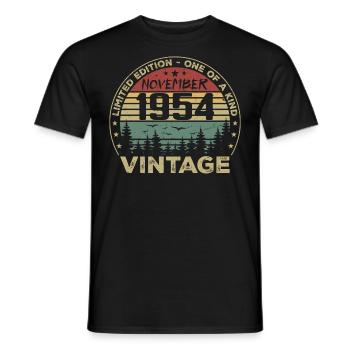 Novembre 1954 Cadeau Vintage - Né en Novembre 1954 - T-shirt homme - noir - Devant - AI Model Male 178 light (178cm)