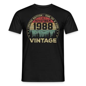 Novembre 1988 Cadeau Vintage - Né en Novembre 1988 - T-shirt homme - noir - Devant - AI Model Male 178 light (178cm)