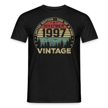 November 1997 Vintage Geschenk - Geboren im November 1997 - Männer T-Shirt - Schwarz - Vorne - AI Model Male 178 light (178cm)