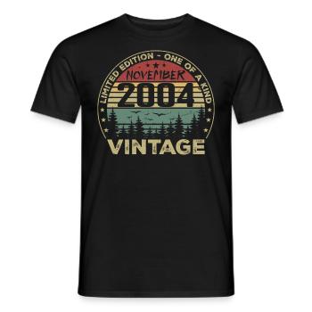 Novembre 2004 Cadeau Vintage - Né en Novembre 2004 - T-shirt homme - noir - Devant - AI Model Male 178 light (178cm)