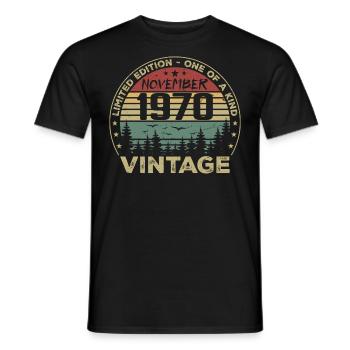 November 1970 Vintage Geschenk - Geboren im November 1970 - Männer T-Shirt - Schwarz - Vorne - AI Model Male 178 light (178cm)