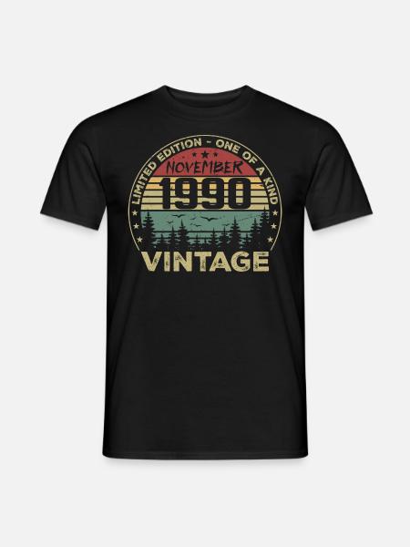 November 1990 Vintage Geschenk - Geboren im November 1990 - Männer T-Shirt - Schwarz