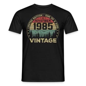 November 1985 Vintage Geschenk - Geboren im November 1985 - Männer T-Shirt - Schwarz - Vorne - AI Model Male 178 light (178cm)