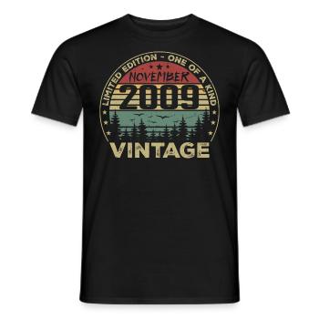 Novembre 2009 Cadeau Vintage - Né en Novembre 2009 - T-shirt homme - noir - Devant - AI Model Male 178 light (178cm)