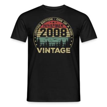 Novembre 2008 Cadeau Vintage - Né en Novembre 2008 - T-shirt homme - noir - Devant - AI Model Male 178 light (178cm)