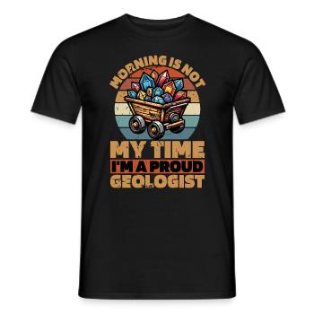 Géologue Le matin n’est pas mon heure Je suis géoscientifique - T-shirt homme - noir - Devant - AI Model Male 178 light (178cm)
