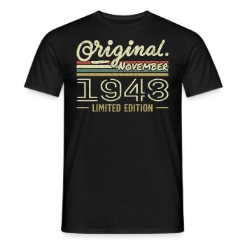 Novembre 1948 - Cadeau Anniversaire Novembre 1948 - T-shirt homme - noir - Devant - AI Model Male 178 light (178cm)