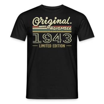 Novembre 1943 - Cadeau Anniversaire Novembre 1943 - T-shirt homme - noir - Devant - AI Model Male 178 light (178cm)