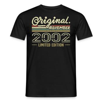 Novembre 2002 - Cadeau Anniversaire Novembre 2002 - T-shirt homme - noir - Devant - AI Model Male 178 light (178cm)