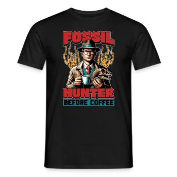 Fossil Hunter Before Paleontologist Coffee Lover - Männer T-Shirt - Schwarz - Vorne - AI Model Male 178 light (178cm)