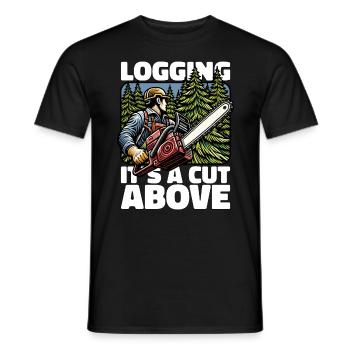 Logging It's A Cut Above Lumber Worker Logger - Men's T-Shirt - black - Front - AI Model Male 178 light (178cm)