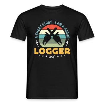 Exploitation forestière Une courte histoire Je suis un fier travailleur du bois - T-shirt homme - noir - Devant - AI Model Male 178 light (178cm)