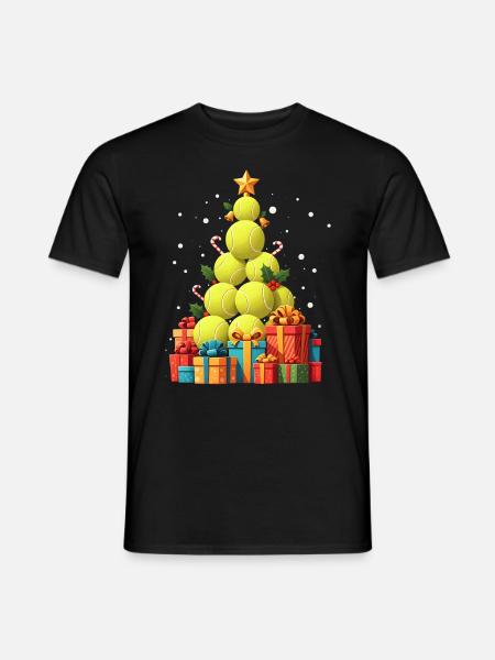 Śmieszny Tenis Choinka Żółta Piłka Rakieta - T-shirt męski - czarny