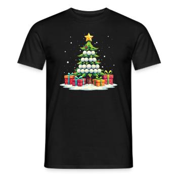 Funny Soccer Christmas Tree Team Sports Soccer - Men's T-Shirt - black - Front - AI Model Male 178 light (178cm)